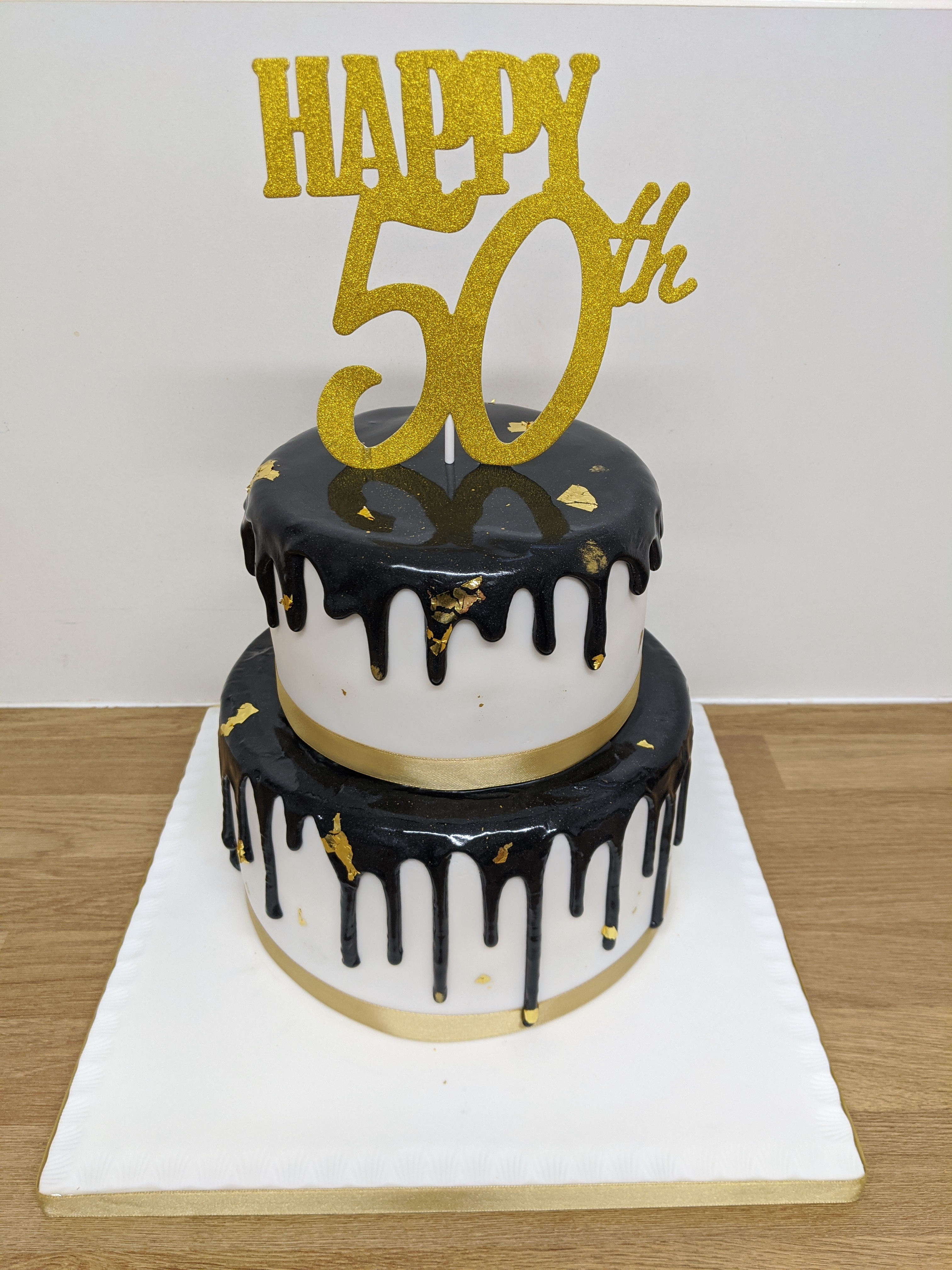 Black and White Drip Cake